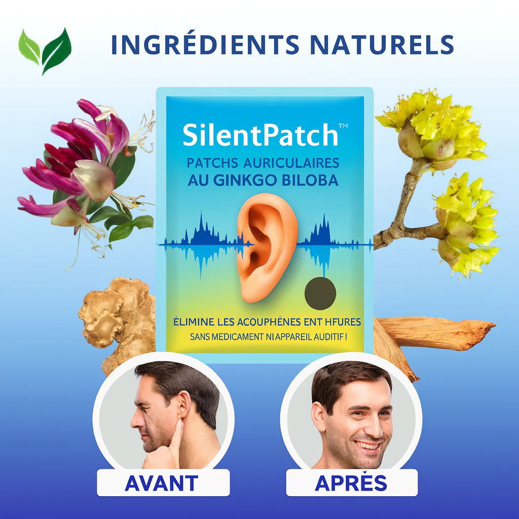 رقعة الأذن SilentPatch™ Ginkgo Biloba | تقضي على طنين الأذن في 7 ساعات - بدون أدوية أو أجهزة سمعية!