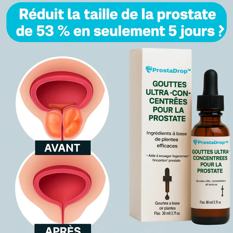 ProstaDrop™ Gouttes Ultra-Concentrées pour la Prostate | Dégonfle votre prostate de 53% en 5 jours chrono!
