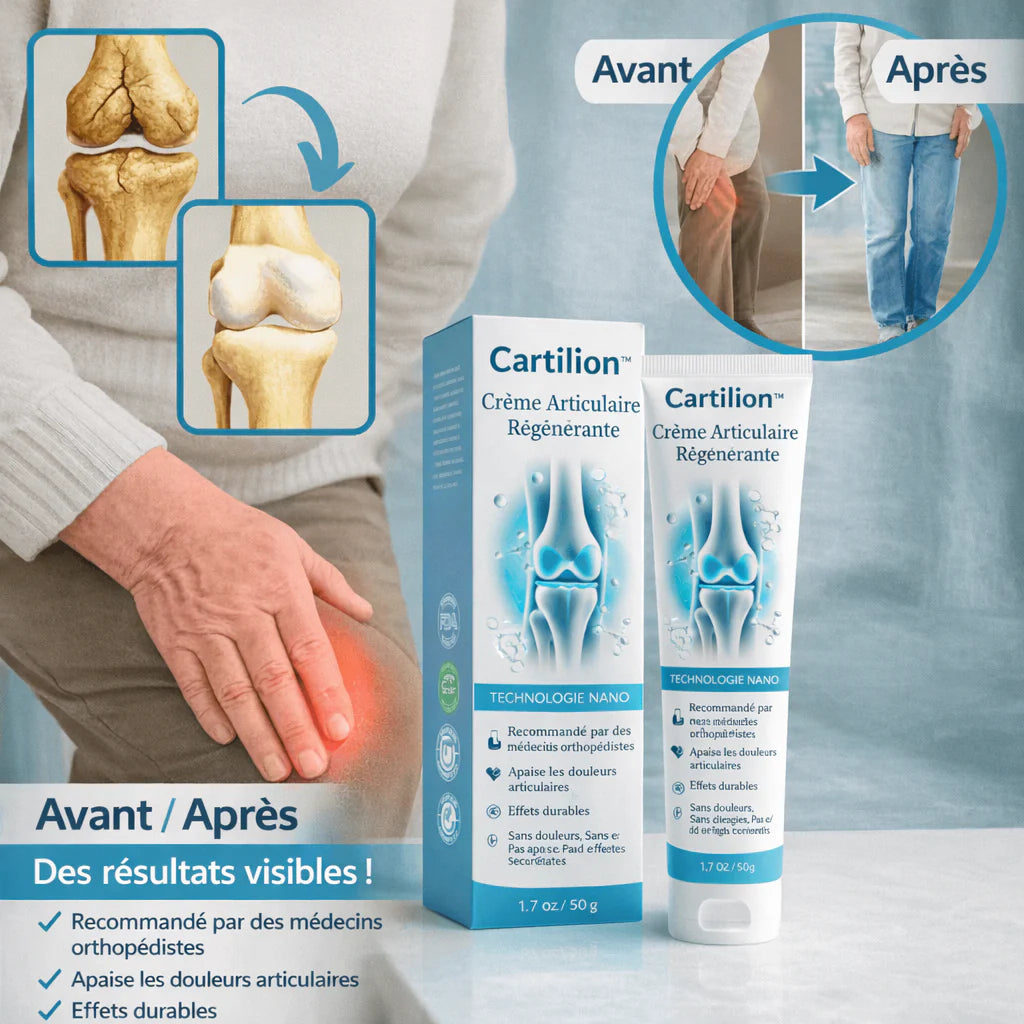 Cartilion™ Crème Articulaire Régénérante | Éliminez vos douleurs articulaires de 97 % en seulement 4 jours !