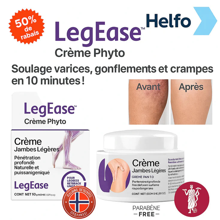 LegEase™ Crème Phyto Jambes Légères | Soulage varices, gonflements et crampes en 10 minutes!