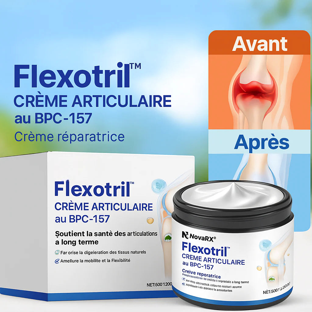 Flexotril™ Crème Articulaire au BPC-157 | Éliminez vos douleurs en 3 minutes et réparez vos articulations sans chirurgie!