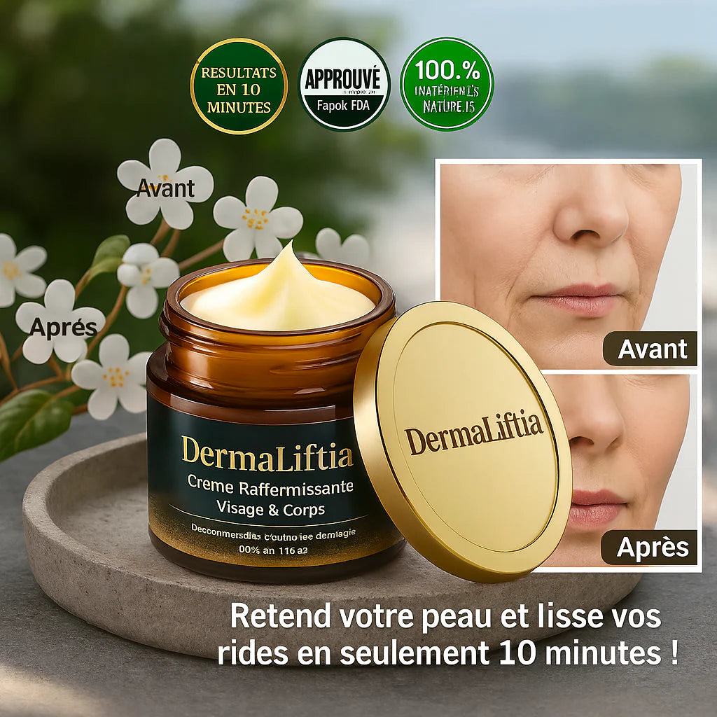 DermaLiftia™ Crème Raffermissante Visage & Corps | Retend votre peau et lisse vos rides en seulement 10 minutes !